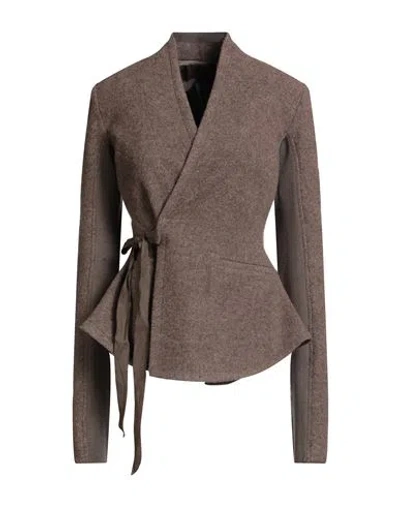 Rick Owens Woman Jacket Taupe Size 4 Virgin Wool In Brown