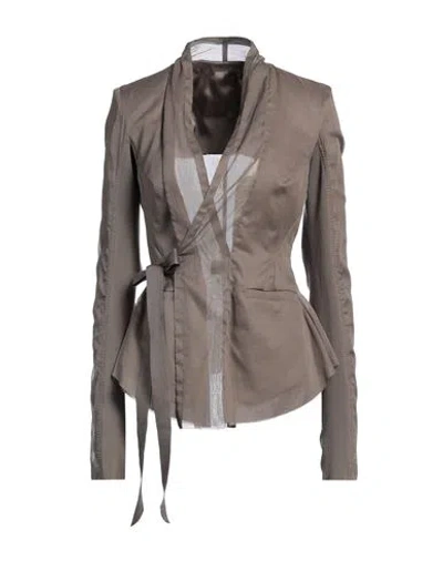 Rick Owens Woman Jacket Taupe Size 8 Cotton In Grey