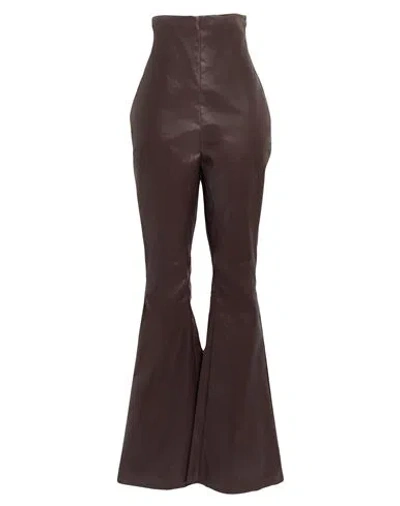 Rick Owens Woman Jeans Burgundy Size 4 Cotton, Elastomultiester, Rubber In Brown