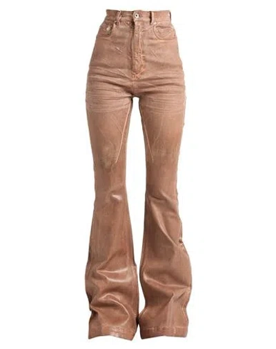 Rick Owens Woman Jeans Camel Size 29 Cotton, Polyester, Elastane In Beige