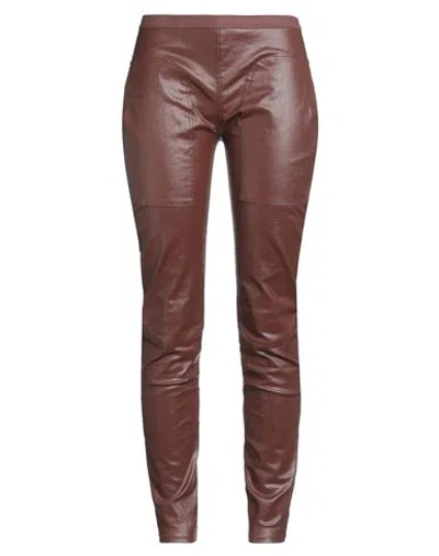 Rick Owens Woman Jeans Chocolate Brown Size 6 Cotton, Elastomultiester, Rubber