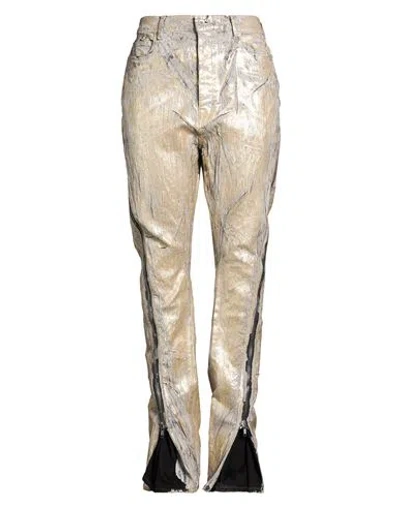Rick Owens Woman Jeans Gold Size 32 Cotton, Elastomultiester, Elastane
