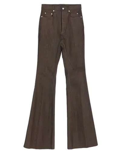 Rick Owens Woman Jeans Light Brown Size 26 Cotton, Elastomultiester, Rubber