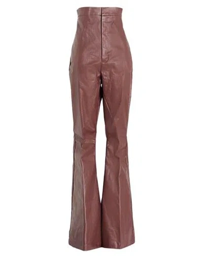 Rick Owens Woman Jeans Light Brown Size 4 Cotton, Elastomultiester, Rubber In Burgundy