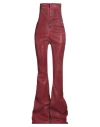 Rick Owens Hoch Sitzende Gewachste Schlagjeans In Purpurrot