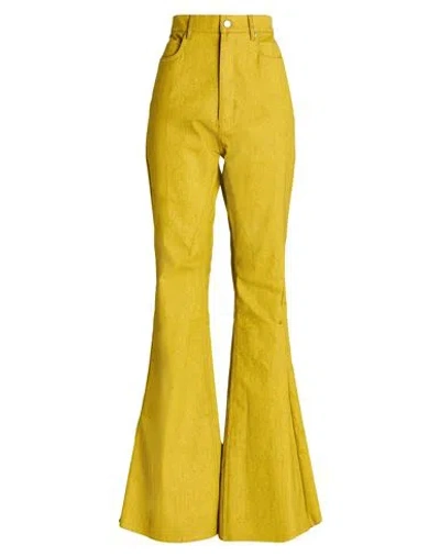 Rick Owens Woman Jeans Yellow Size 26 Cotton, Elastomultiester, Rubber
