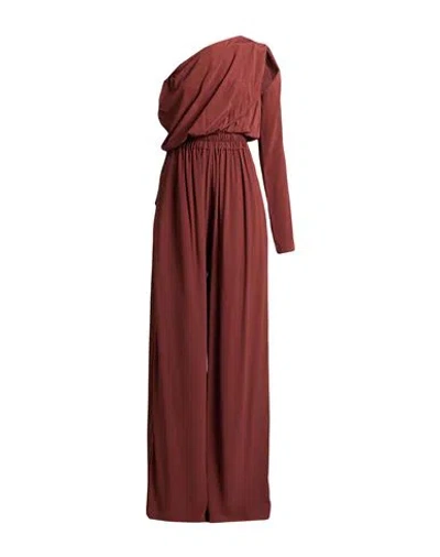 Rick Owens Woman Jumpsuit Chocolate Brown Size 4 Acetate, Silk