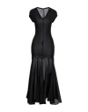 Rick Owens V-neck Cap-sleeve Drop-waist Sheer Gown In Black