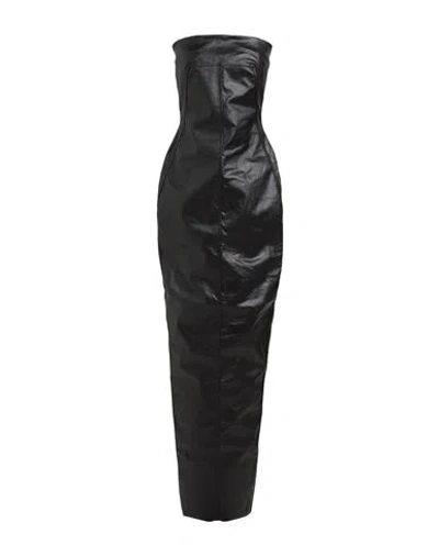 Rick Owens Woman Maxi Dress Black Size 8 Cotton, Elastomultiester, Rubber