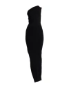 Rick Owens Athena Long Black Ribbed One Shoulder Dress In Wool In Black