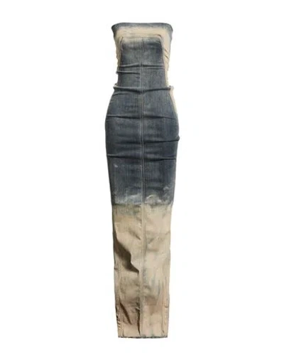 Rick Owens Woman Maxi Dress Blue Size 2 Cotton, Elastomultiester, Natural Rubber In Multi