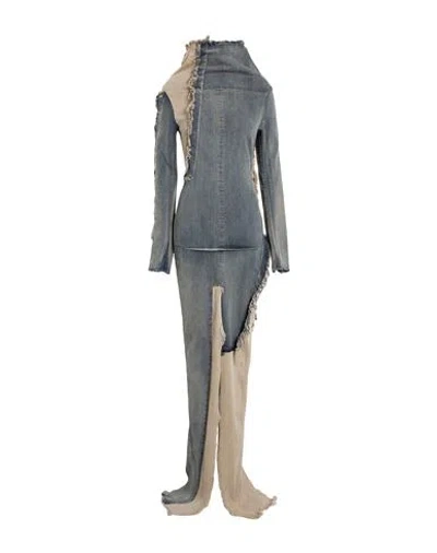 Rick Owens Woman Maxi Dress Blue Size 4 Cotton, Elastomultiester, Natural Rubber In Gray