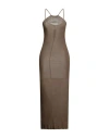 Rick Owens Woman Maxi Dress Brown Size 8 Viscose, Silk In Brown