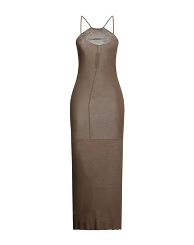 Rick Owens Woman Maxi Dress Brown Size 8 Viscose, Silk