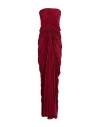 Rick Owens Womens Cherry Radiance Ruched Slim-fit Cotton Maxi Dress In Red