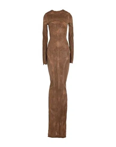 Rick Owens Woman Maxi Dress Camel Size 2 Cotton, Polyester, Elastane In Brown