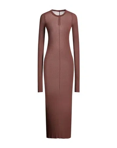 Rick Owens Woman Maxi Dress Chocolate Brown Size 10 Viscose, Silk