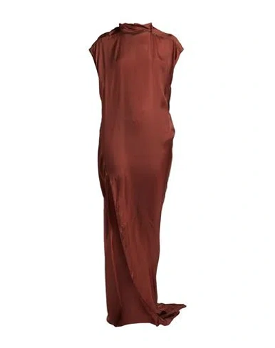 Rick Owens Woman Maxi Dress Chocolate Brown Size 2 Silk