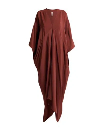 Rick Owens Woman Maxi Dress Chocolate Brown Size 6 Acetate, Silk