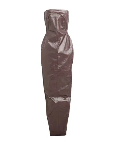 Rick Owens Woman Maxi Dress Chocolate Brown Size 8 Cotton, Elastomultiester, Rubber