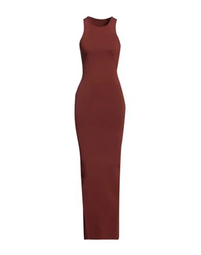 Rick Owens Woman Maxi Dress Chocolate Brown Size L Viscose, Polyester, Polyamide, Elastane