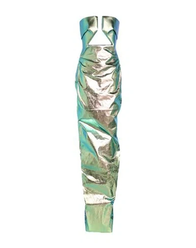 Rick Owens Strapless Iridescent-effect Coated Denim Gown In Green