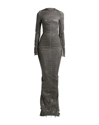 Rick Owens Woman Maxi Dress Grey Size 2 Cotton, Polyester, Elastane In Gray