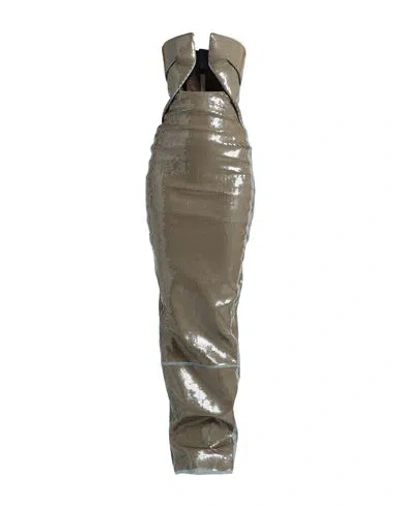 Rick Owens Woman Maxi Dress Khaki Size 4 Cotton, Elastomultiester, Rubber In Beige