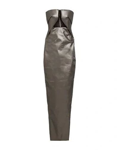 Rick Owens Woman Maxi Dress Lead Size 6 Cotton, Elastomultiester, Rubber In Gray