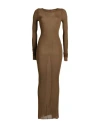 Rick Owens Woman Maxi Dress Military Green Size 8 Viscose, Silk In Brown