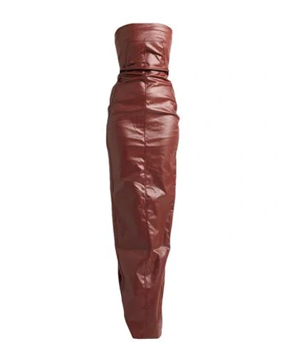 Rick Owens Woman Maxi Dress Rust Size 2 Cotton, Elastomultiester, Rubber