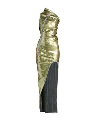 Rick Owens Woman Maxi Dress Sage Green Size 2 Cotton, Elastomultiester, Rubber