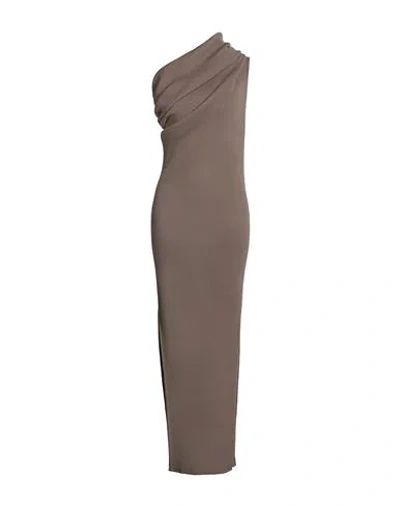 Rick Owens Woman Maxi Dress Sand Size Xxl Viscose, Polyester In Brown