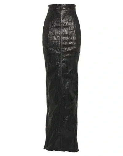 Rick Owens Woman Maxi Skirt Black Size 12 Cotton, Elastomultiester, Rubber
