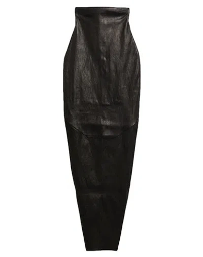 Rick Owens Woman Maxi Skirt Black Size 2 Lambskin, Cotton, Lycra