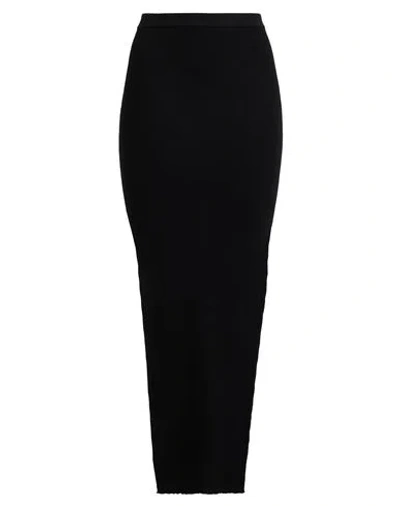 Rick Owens Woman Maxi Skirt Black Size S Wool, Nylon, Elastane