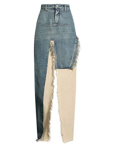 Rick Owens Woman Maxi Skirt Blue Size 25 Cotton