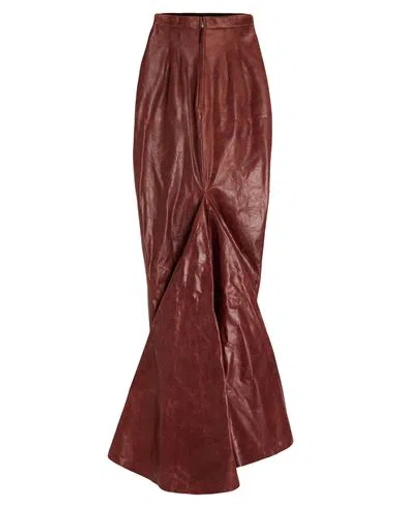 Rick Owens Woman Maxi Skirt Brick Size 6 Calfskin In Red