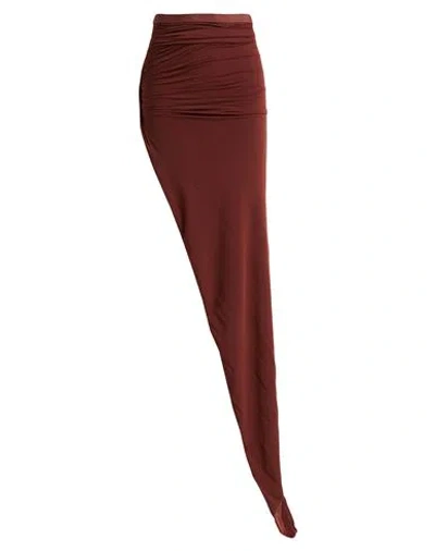 Rick Owens Woman Maxi Skirt Brown Size 12 Cupro, Elastane