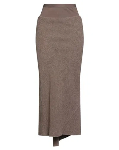 Rick Owens Woman Maxi Skirt Brown Size 4 Virgin Wool, Cotton, Polyamide
