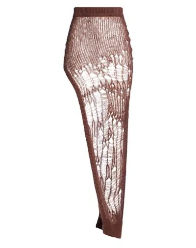 Rick Owens Woman Maxi Skirt Brown Size M Polyamide, Mohair Wool, Wool