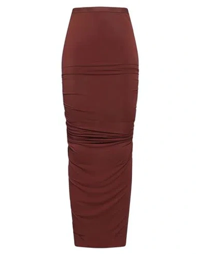 Rick Owens Woman Maxi Skirt Chocolate Brown Size 4 Cupro, Elastane