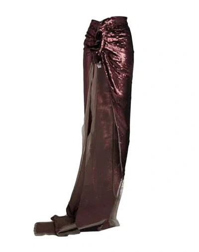 Rick Owens Woman Maxi Skirt Chocolate Brown Size 4 Silk, Polyester In Brown
