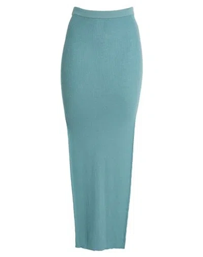 Rick Owens Woman Maxi Skirt Deep Teal Size S Virgin Wool, Polyamide, Elastane In Blue