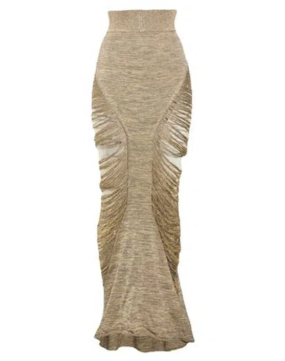 Rick Owens Woman Maxi Skirt Gold Size S Virgin Wool, Viscose, Polyester