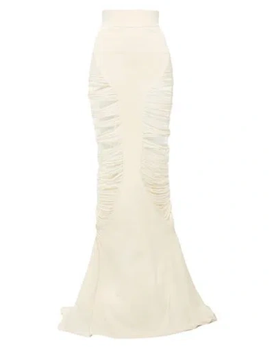 Rick Owens Woman Maxi Skirt Ivory Size S Virgin Wool In White