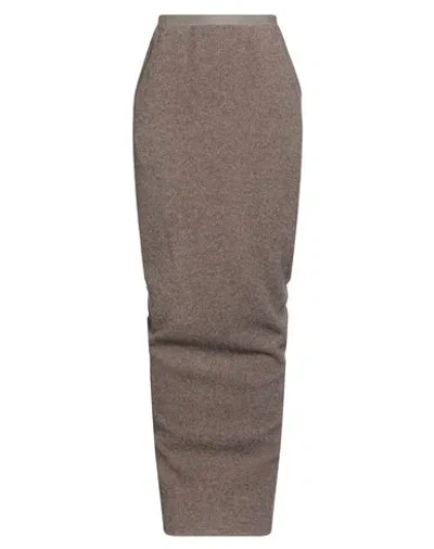 Rick Owens Woman Maxi Skirt Khaki Size 2 Virgin Wool In Brown