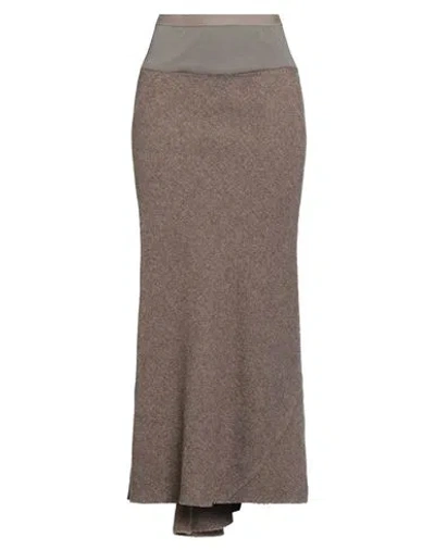 Rick Owens Woman Maxi Skirt Khaki Size 4 Virgin Wool, Cotton, Polyamide In Brown