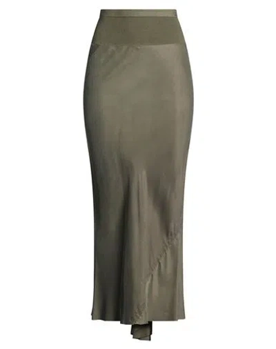 Rick Owens Woman Maxi Skirt Military Green Size 4 Cupro, Cotton