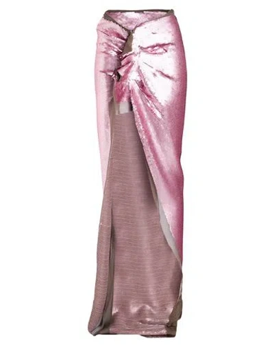 RICK OWENS RICK OWENS WOMAN MAXI SKIRT PINK SIZE 2 SILK, POLYESTER